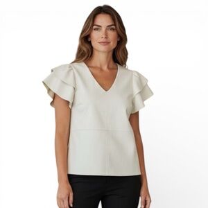 Dolce Cabo Cream Faux Leather Top